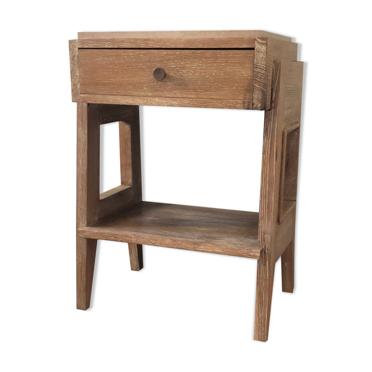 Vintage modernist bedside in oak 1950