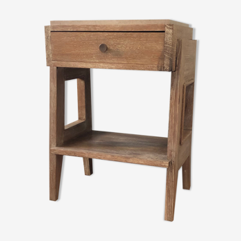 Vintage modernist bedside in oak 1950