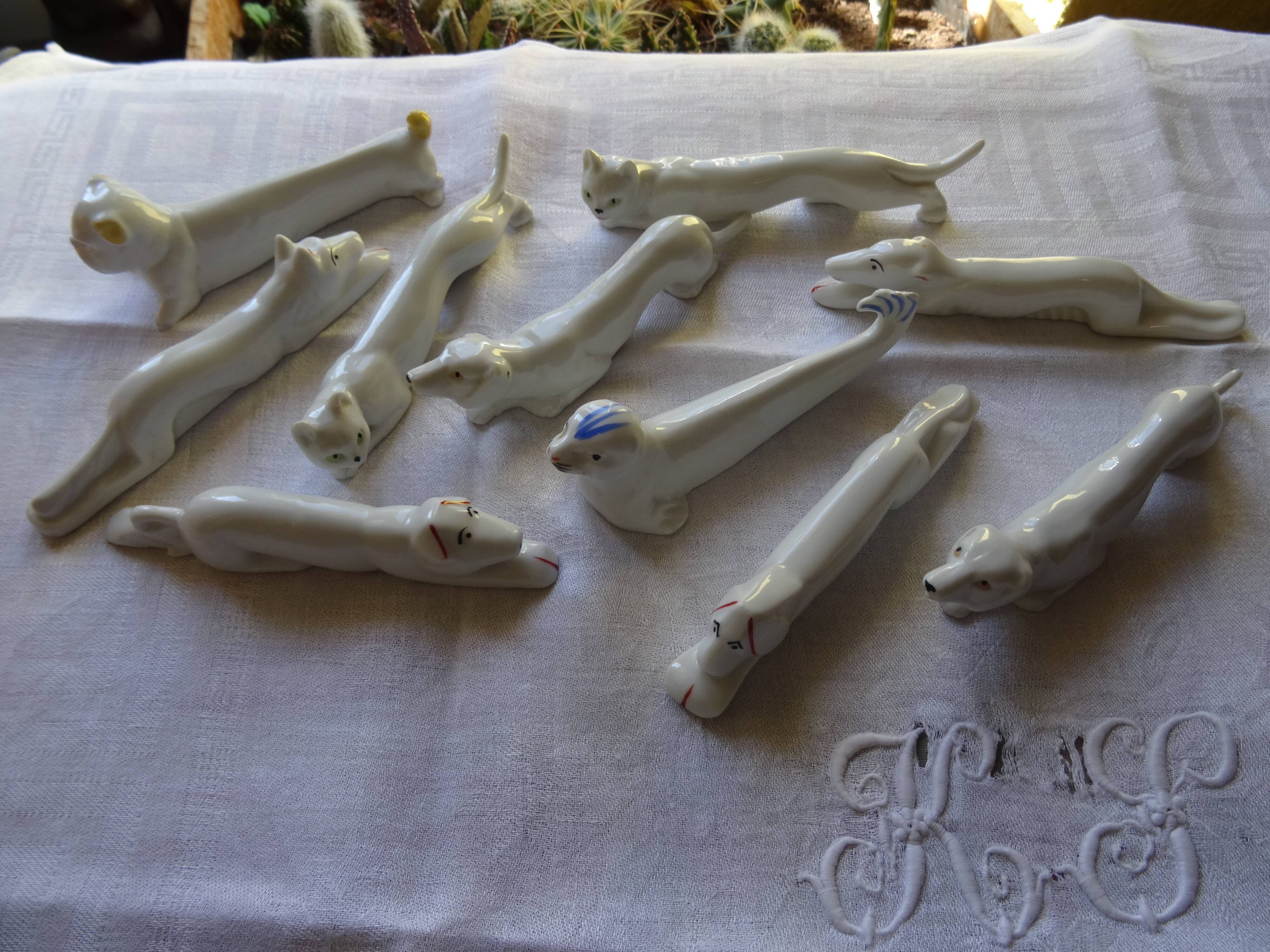 Art Deco animal knife holders