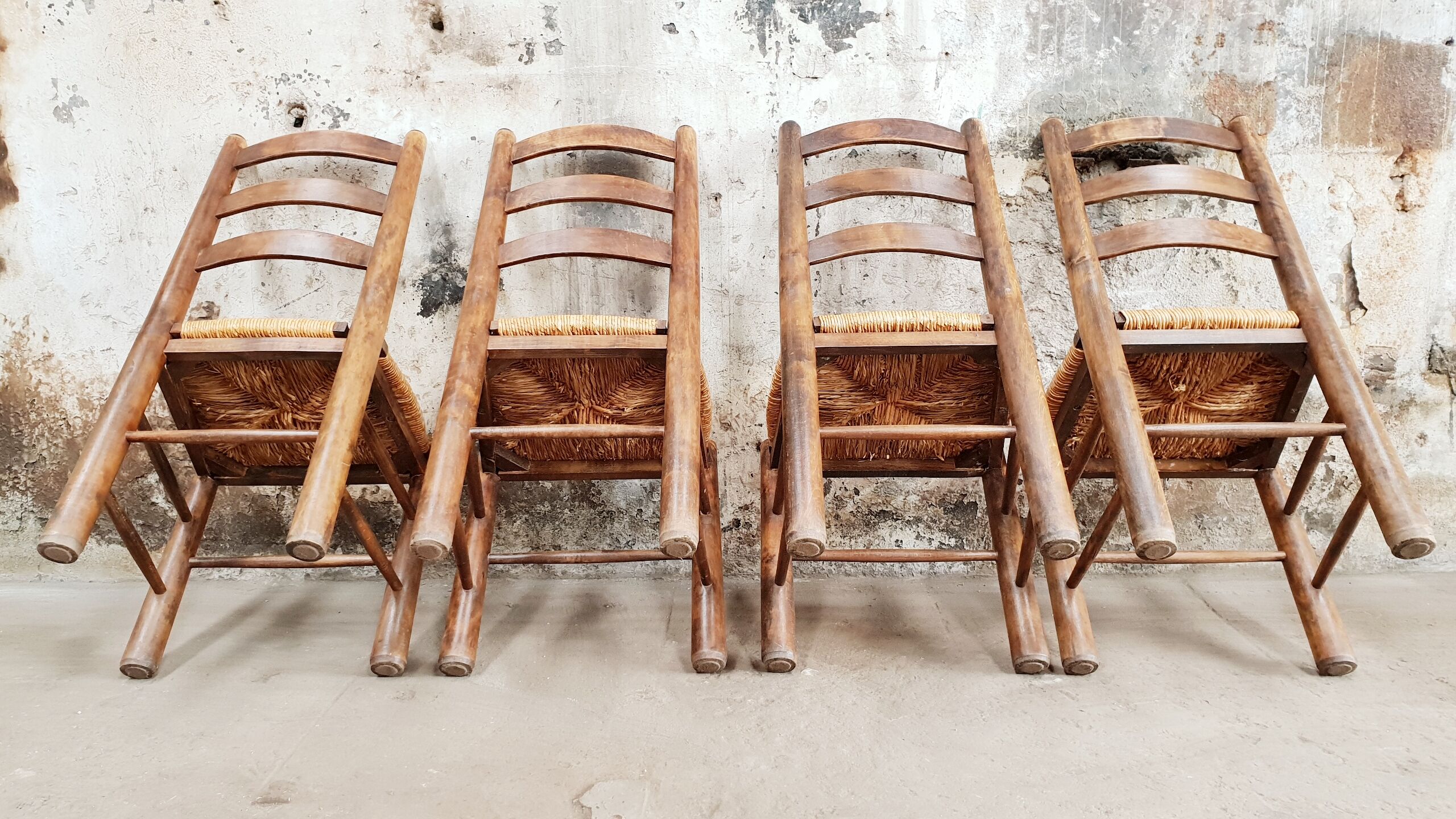 4 chaises brutaliste année 50