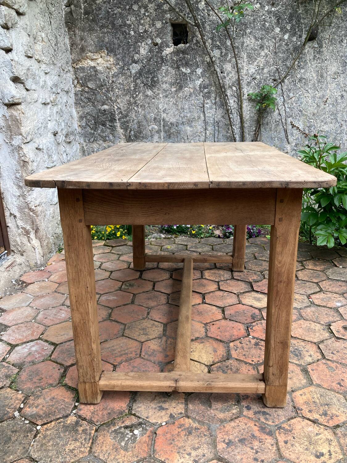 Old farmhouse table made of solid wood