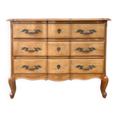 Louis XV style crossbow chest of drawers with 3 cherry wood drawers, 1960s