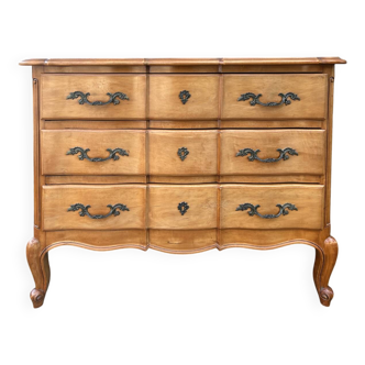 Louis XV style crossbow chest of drawers with 3 cherry wood drawers, 1960s