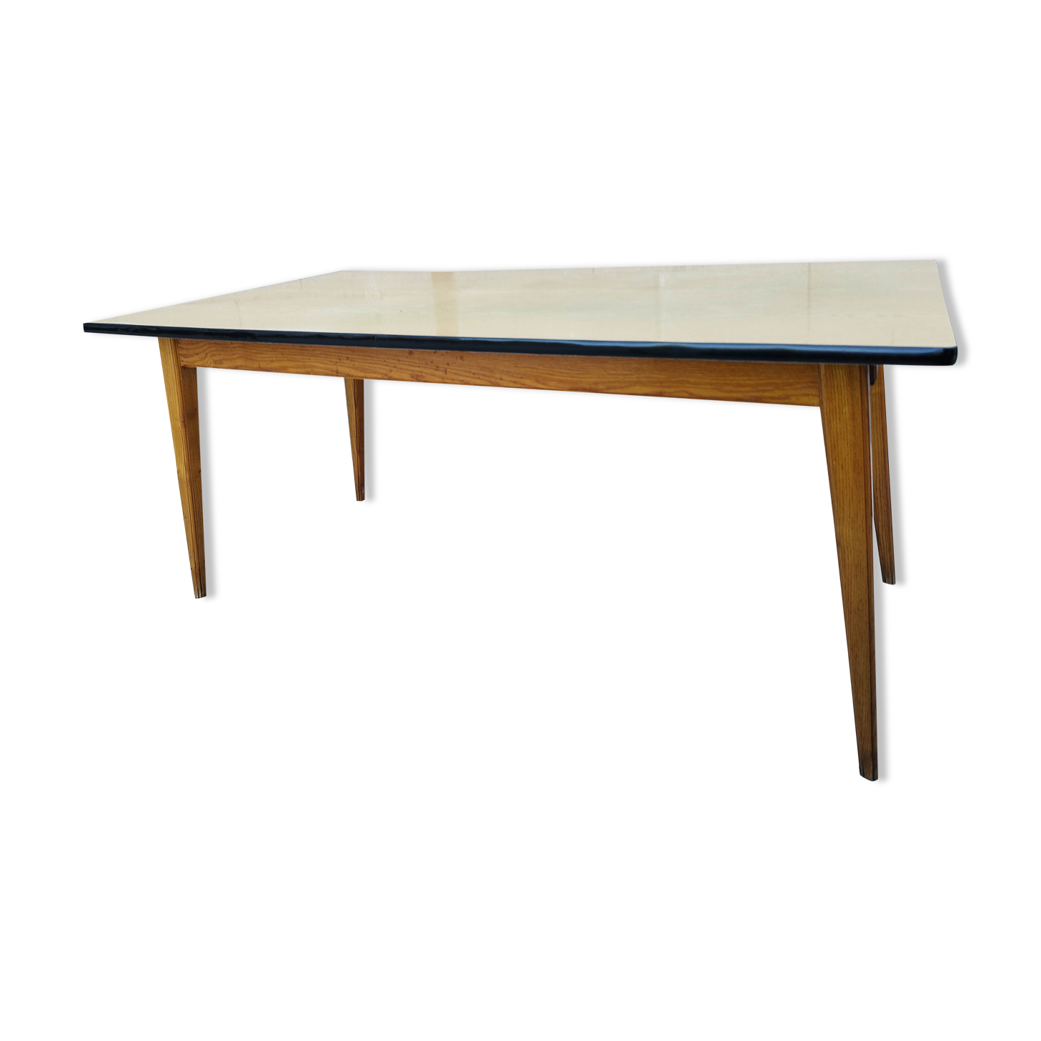 Large table with oak spindle top formica year 50