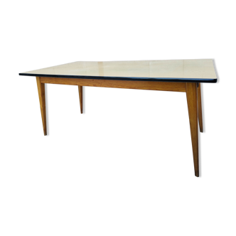 Large table with oak spindle top formica year 50