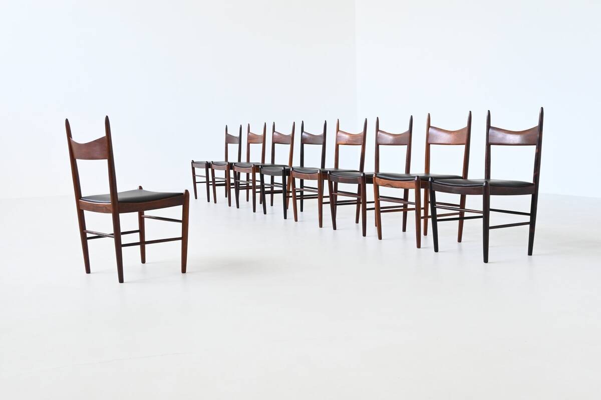 H. Vestervig Eriksen set of nine dining chairs rosewood Tromborg Denmark 1960