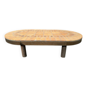 table basse herbier ovale