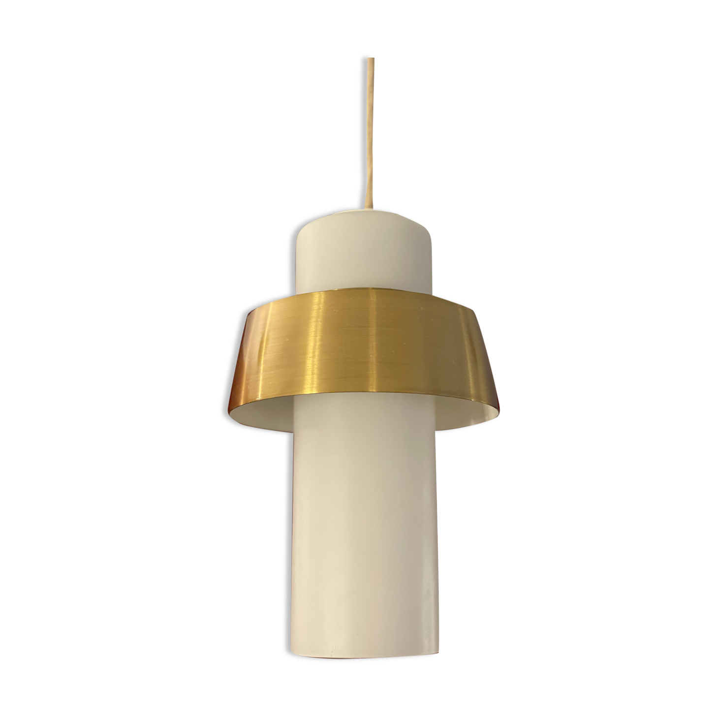 Opal & Brass hanging lamp MidCentury by Doria, 1960s