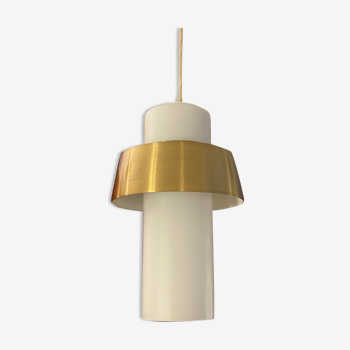 Opal & Brass hanging lamp MidCentury by Doria, 1960s