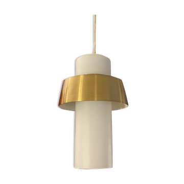 Opal & Brass hanging lamp MidCentury by Doria, 1960s