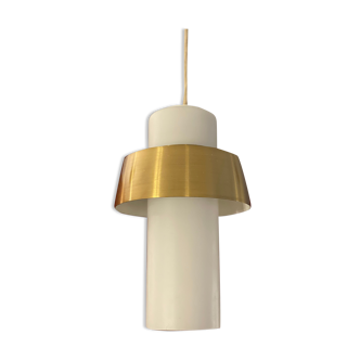 Opal & Brass hanging lamp MidCentury by Doria, 1960s