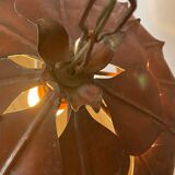 1970s metal chandelier Hans Kogl leaf patterns