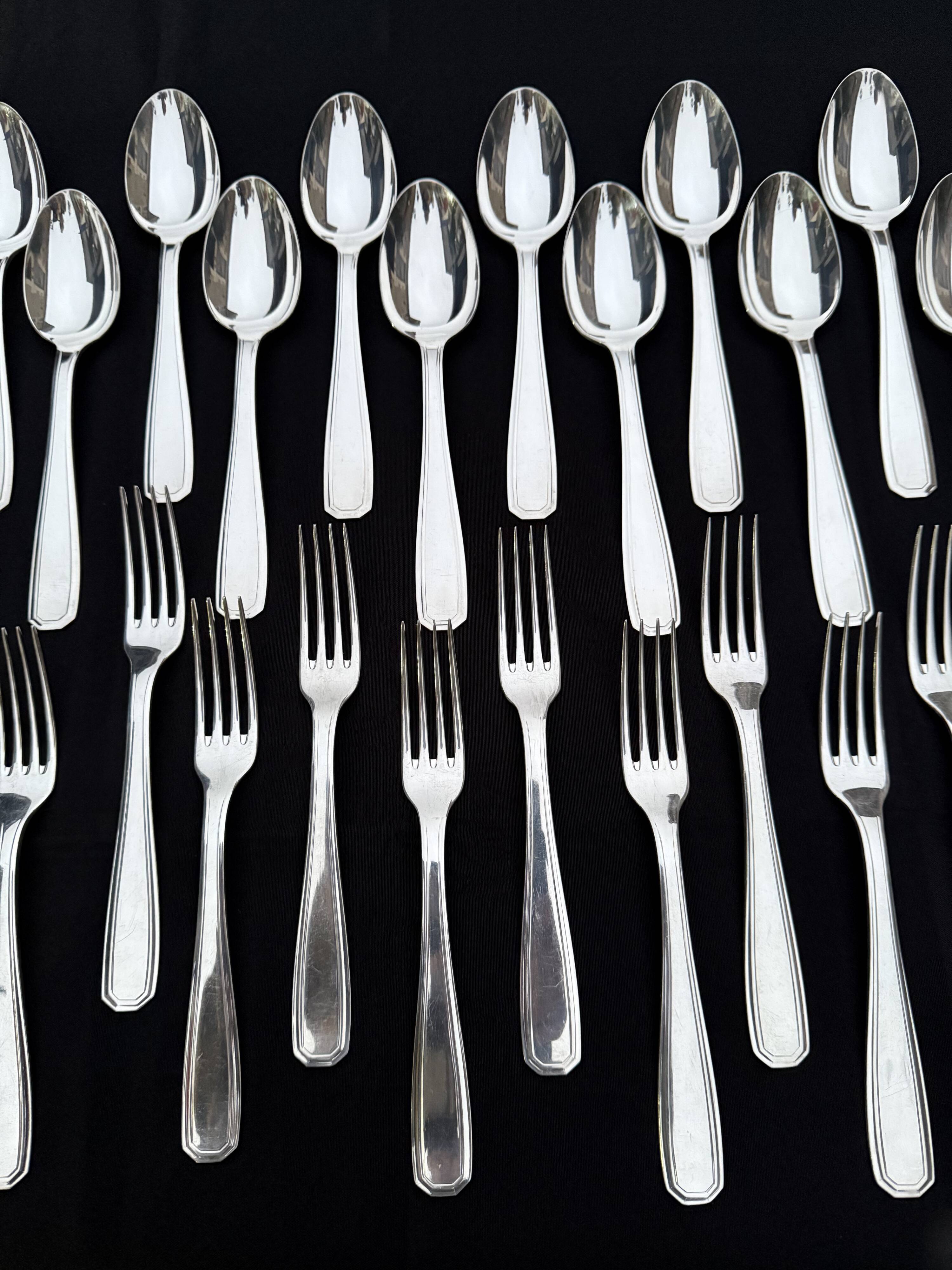 Alfenide 37-piece cutlery set for Christofle Saturne model