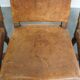Set of 4 antique wooden and sheepskin leather dining chairs