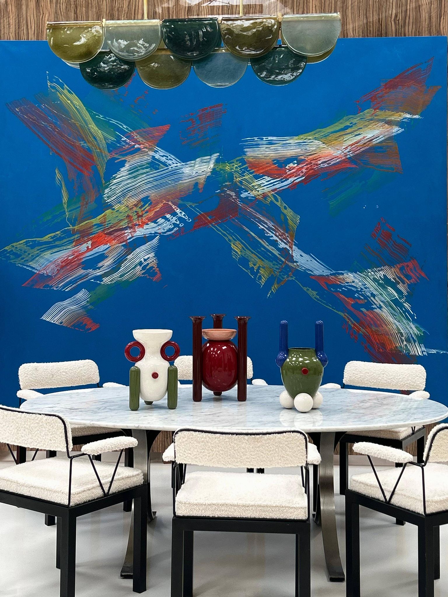 Elongated Murano Glass Ceiling Lamp, Italy