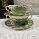 Ensemble de 2 bols à bouillon et soucoupes verts ironstone England