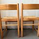 4 charlotte perriand style wood and straw chairs