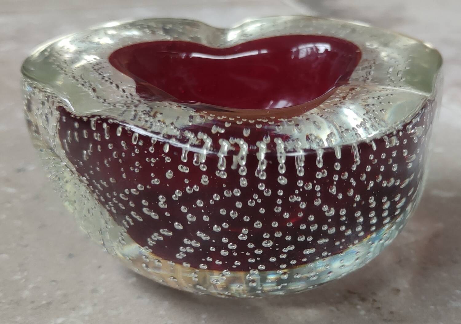 Cendrier vide poche verre bullé Murano Archimède Seguso