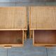 Pair of woven wicker and bamboo bedside tables, 70s/80s.