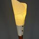 Sculptural floor lamp - exotic wood and textured shade, modern vintage style