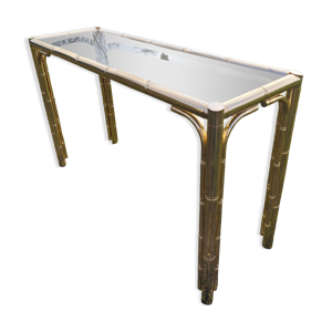 Console dorée et verre