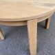 Table à manger scandinave ronde extensible décapée en chêne brut 1980