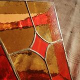 Pair of vintage stained glass and glass paste wall lights.