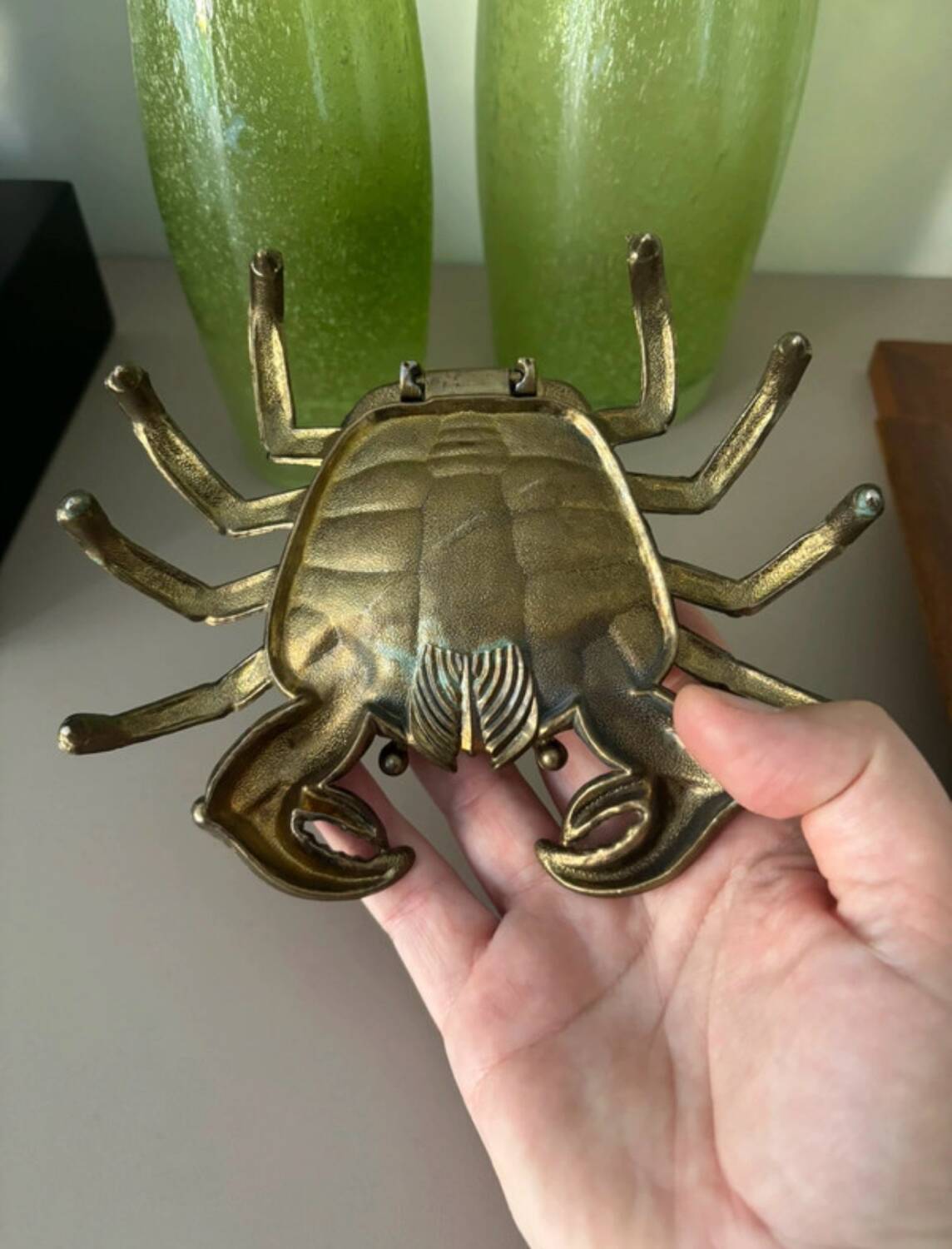 vintage brass crab decor ashtray