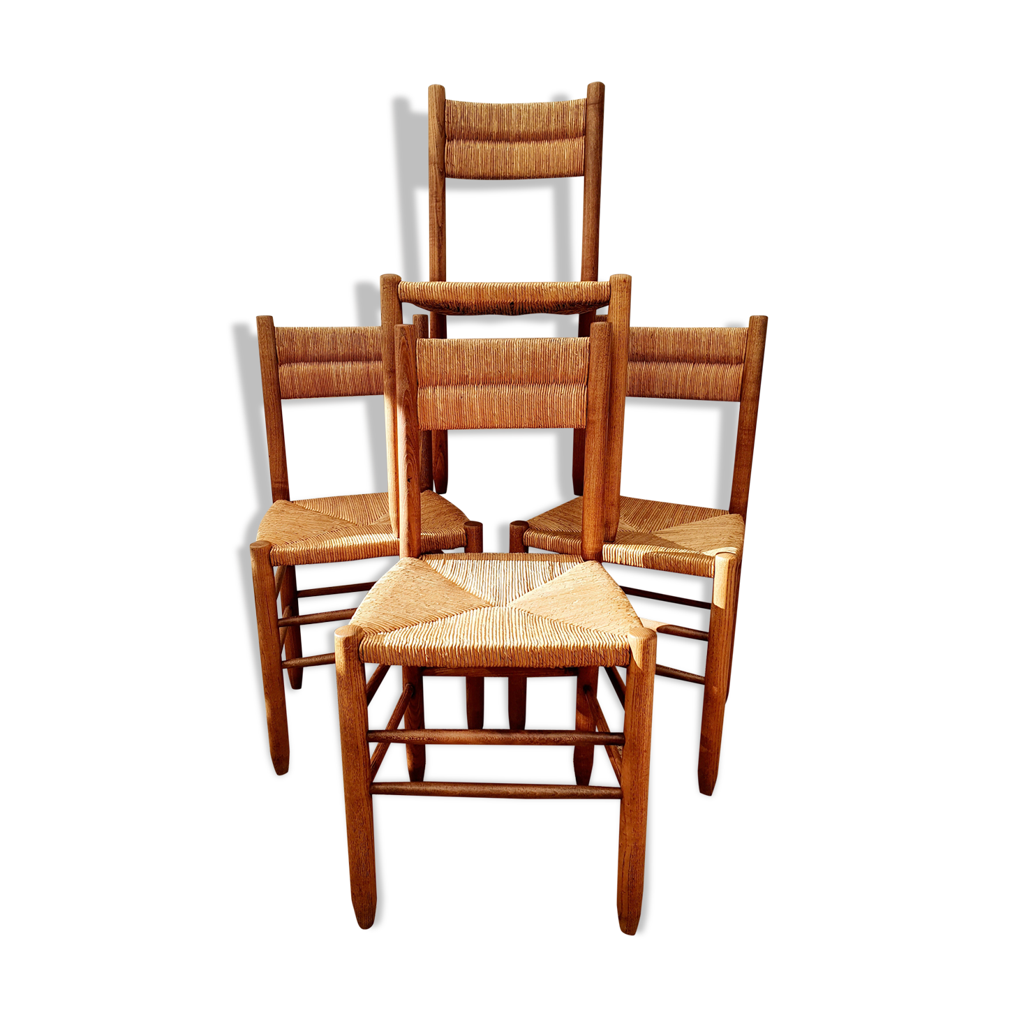 Series of 4 seat chairs and mulched backrest