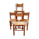 Série de 4 chaises assise et dossier  paillé