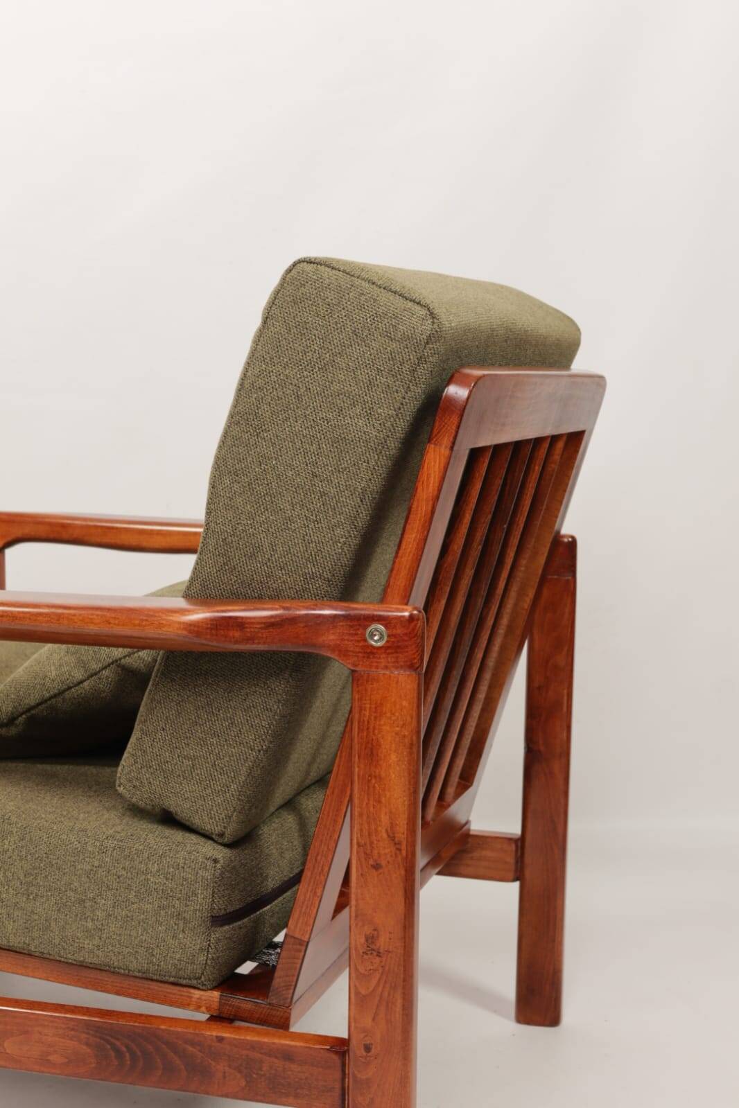 Mid Century Armchair Green Pillows Upholstery Living room armchair renovated