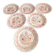 Set of 6 pink and orange HB Quimpert dessert plates