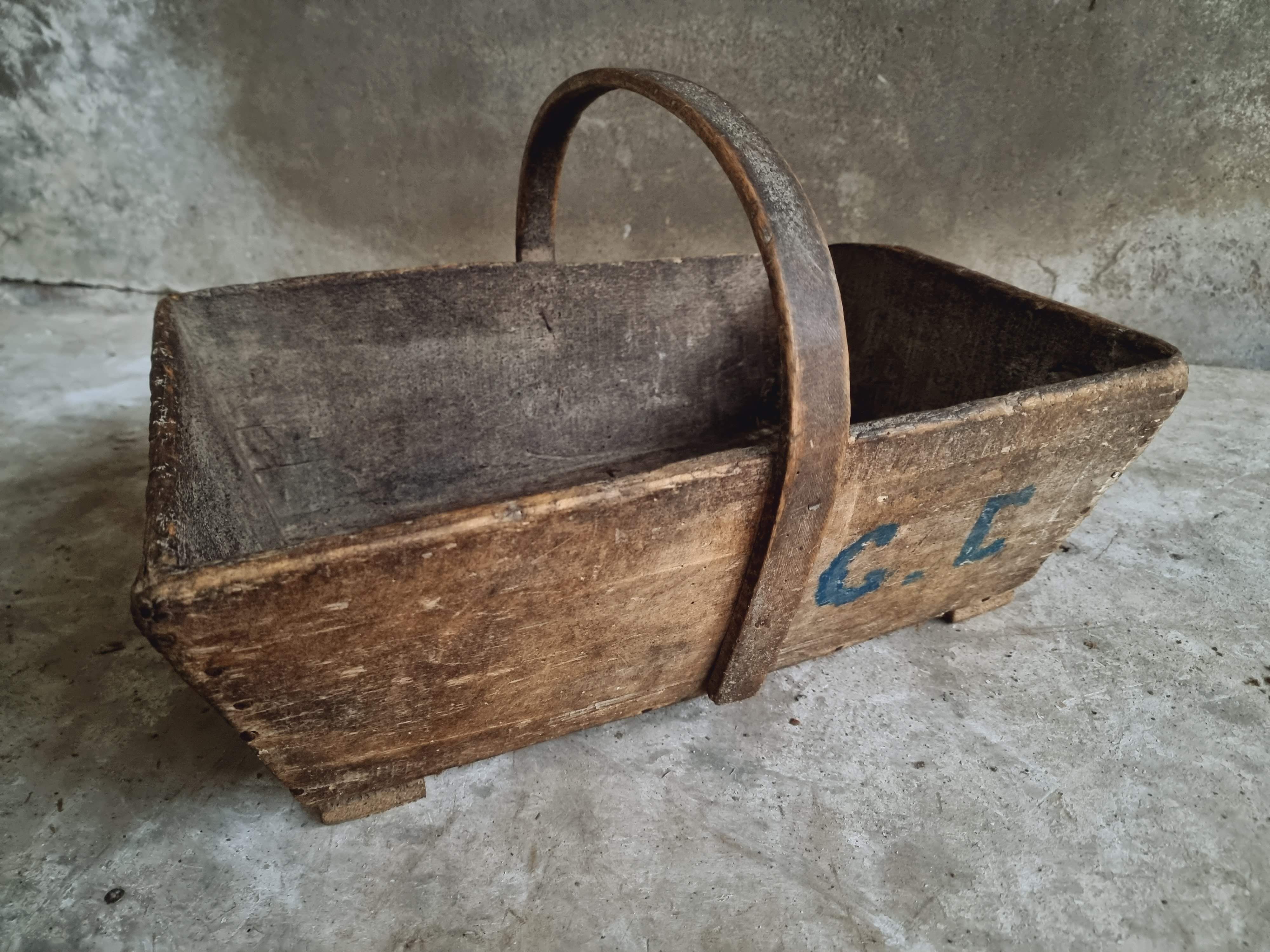 Antique picking basket harvest tray picking basket french
