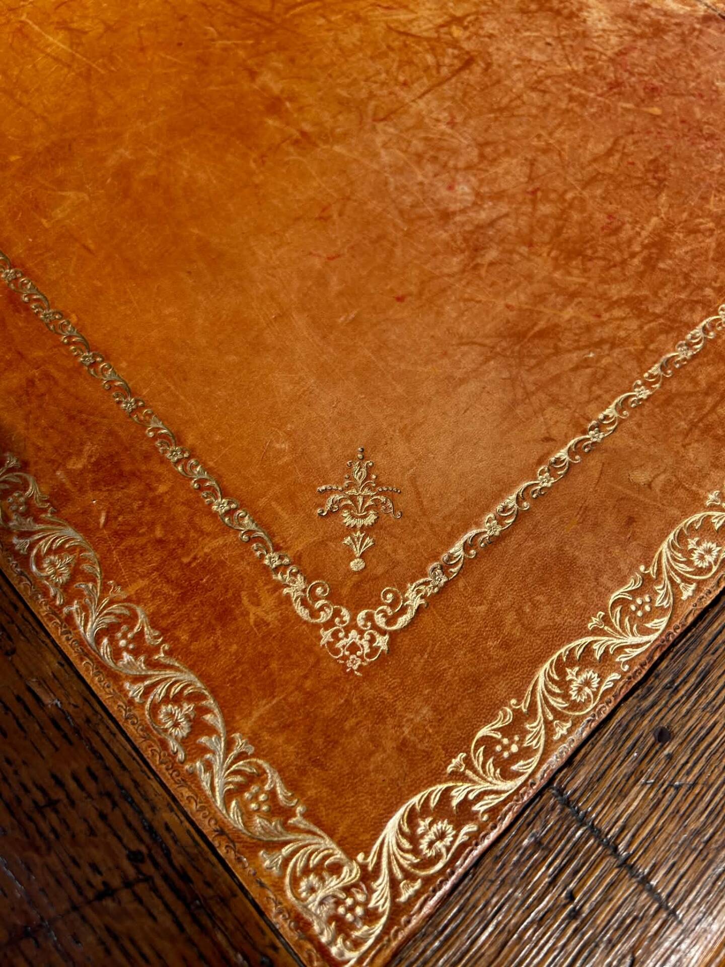 Antique oak desk - leather top