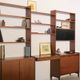 Large Scandinavian wall system in teak with integrated desk – vintage from the 1970s.