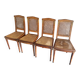 Set of four antique Louis XVI style chairs, wood and cane