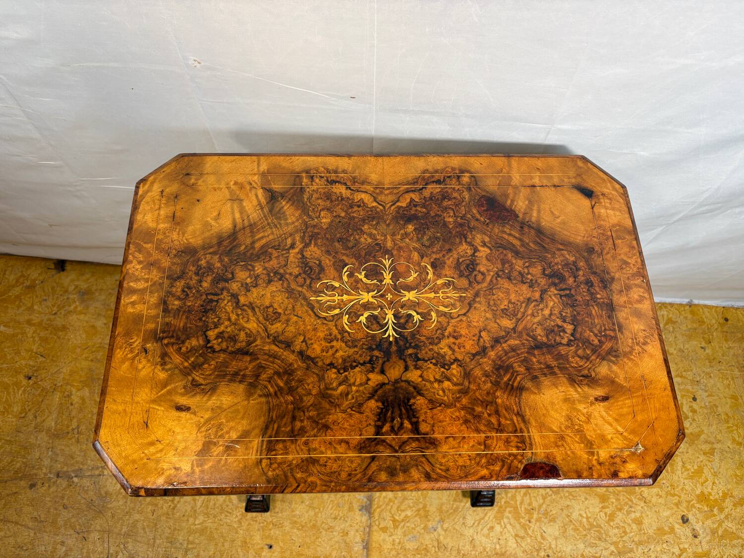 A Romantic Victorian Burr Walnut Sewing & Work Table Mid–Late 19th Cen