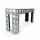 Silver mirrored console with curved tiles – 150 cm
