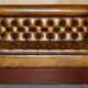 Pair of Victorian Chesterfield pub benches in leather.