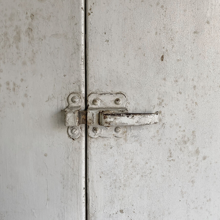 50's off-white industrial cabinet