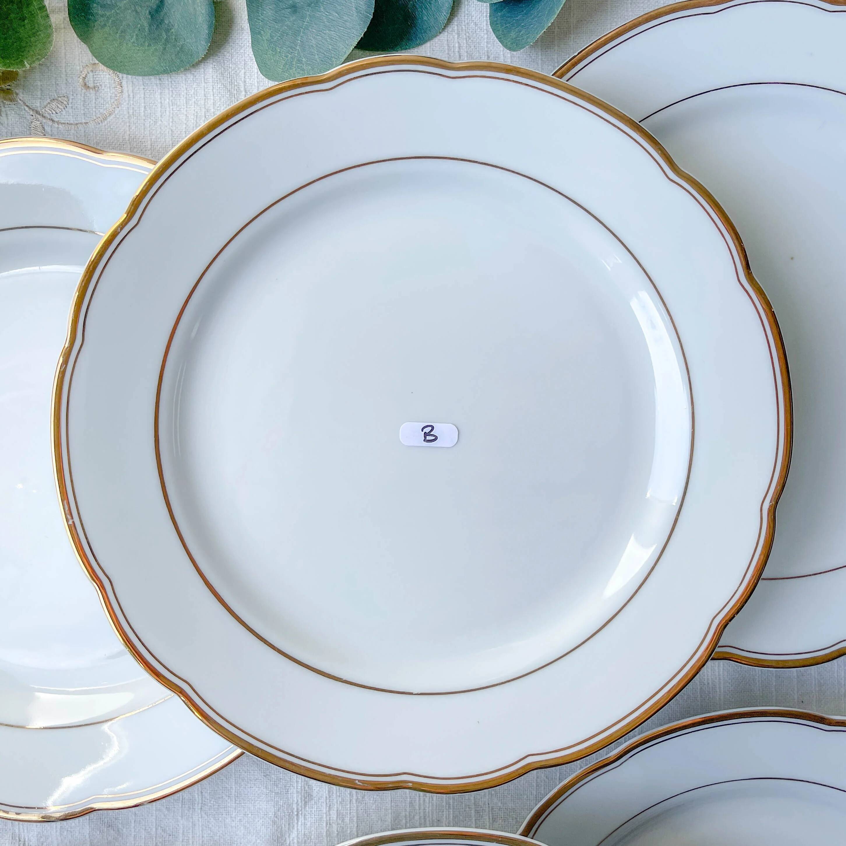 6 vintage white and gold porcelain dinner plates Kahla Gbr