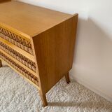 Vintage rattan chest of drawers