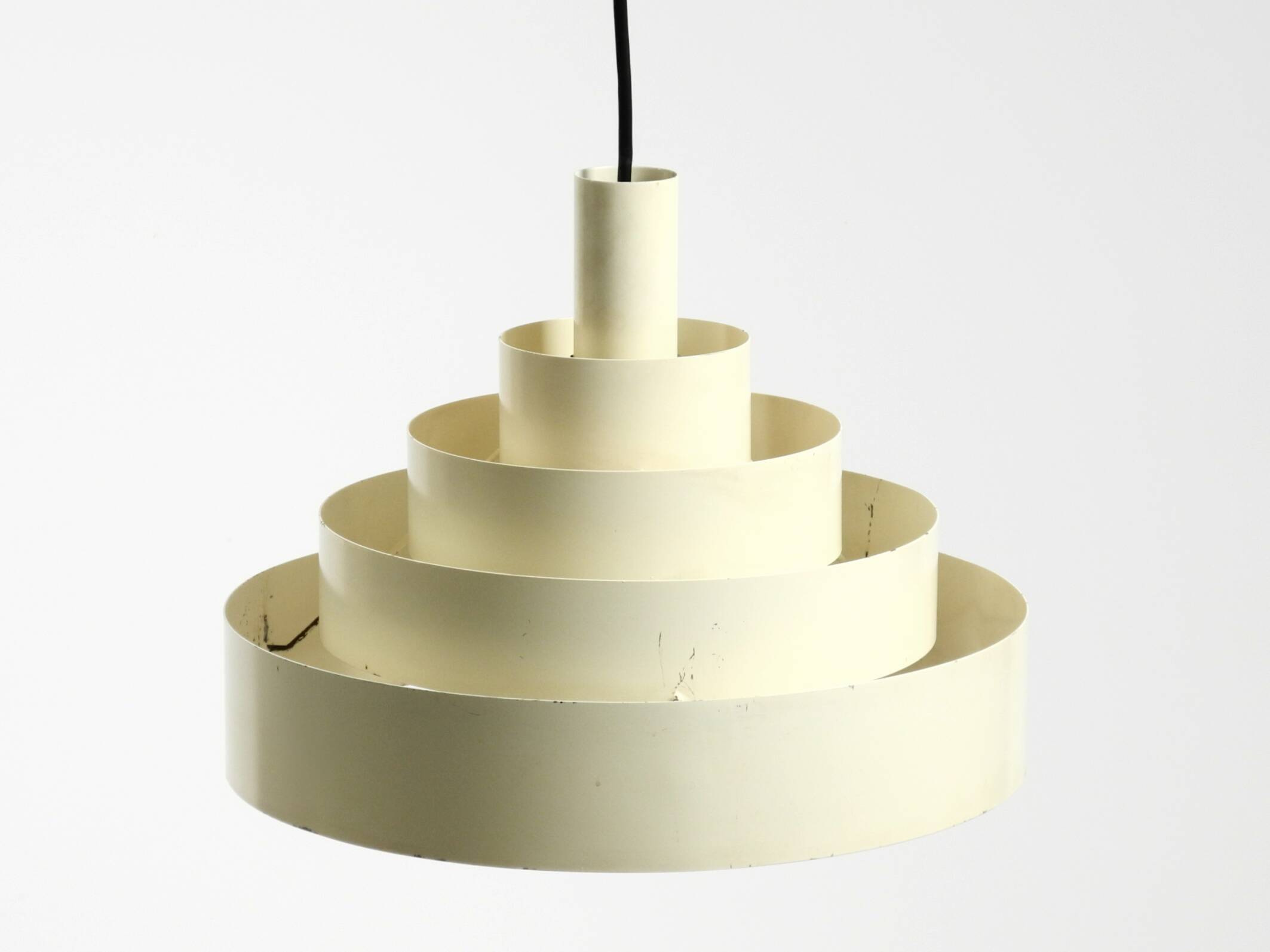 1960s Space Age heavy solid slatted metal pendant lamp