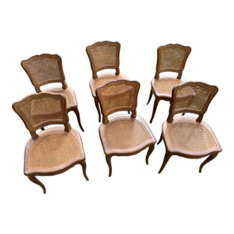 Set of 6 chairs Louis Philippe cans epoch 19th