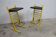 Paire de tabouret de bar italien ajustables jaune laqué et noir