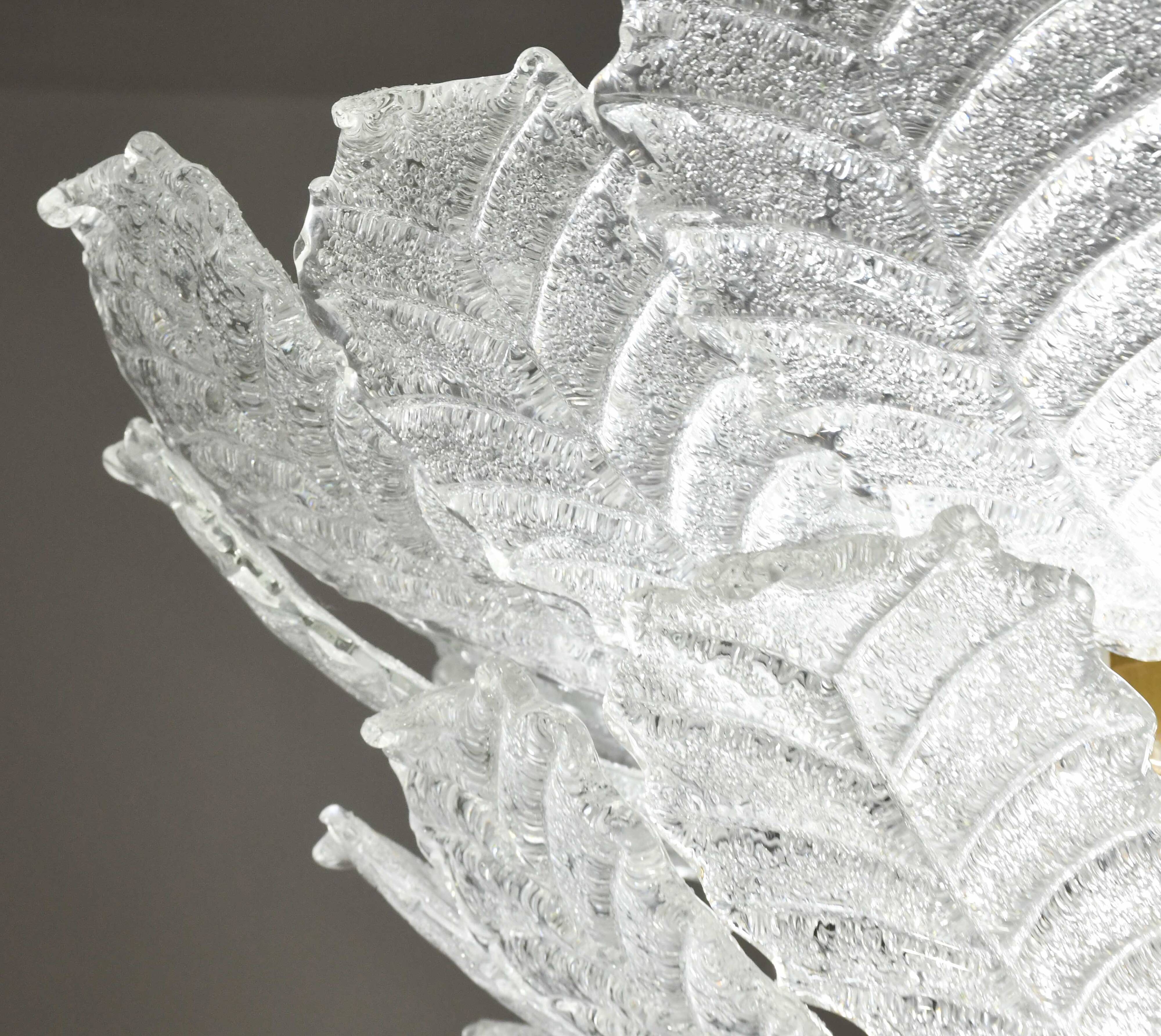 Florence, large size Murano clear transparent vintage glass ceiling light