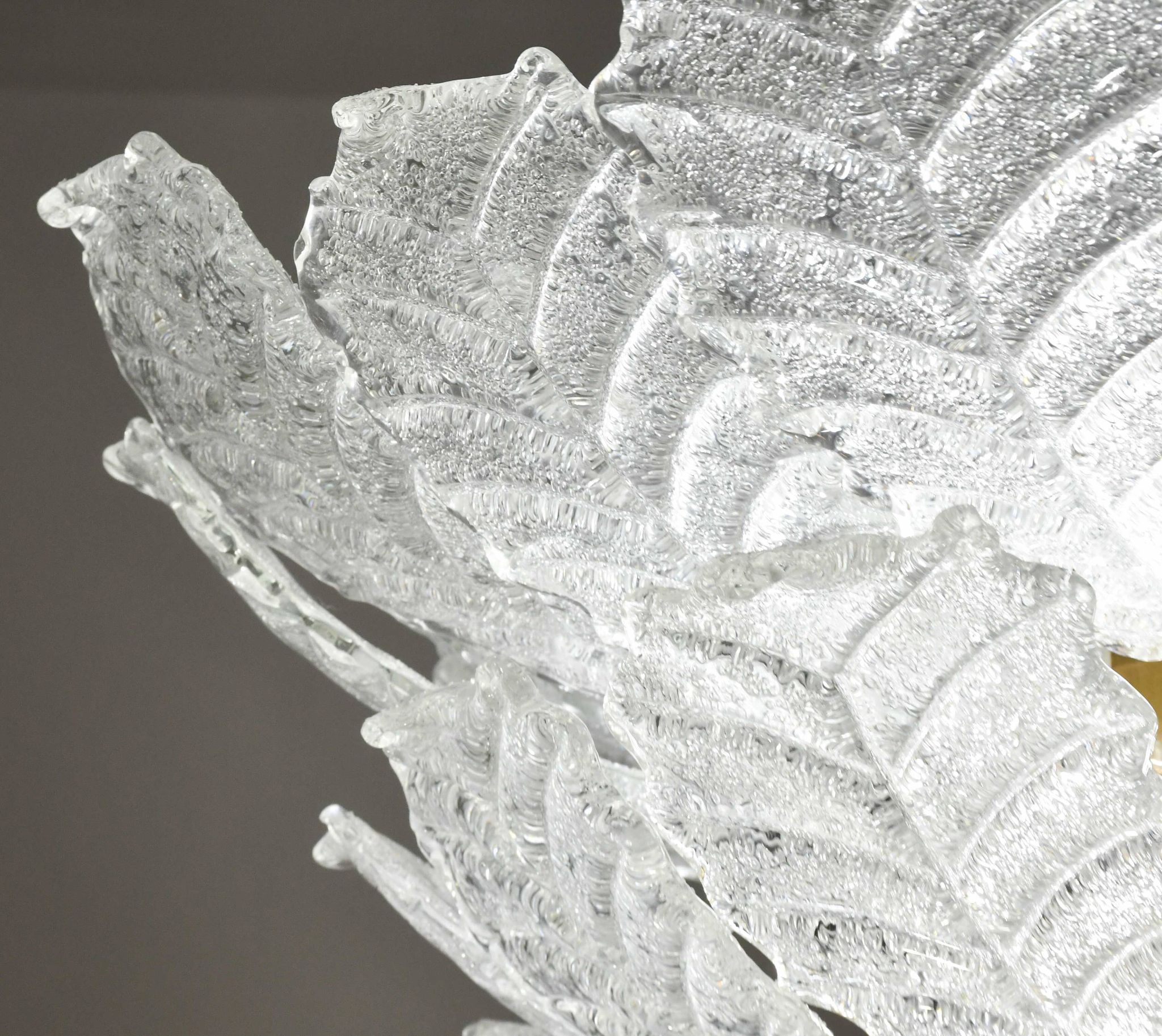 Florence, large size Murano clear transparent vintage glass ceiling light
