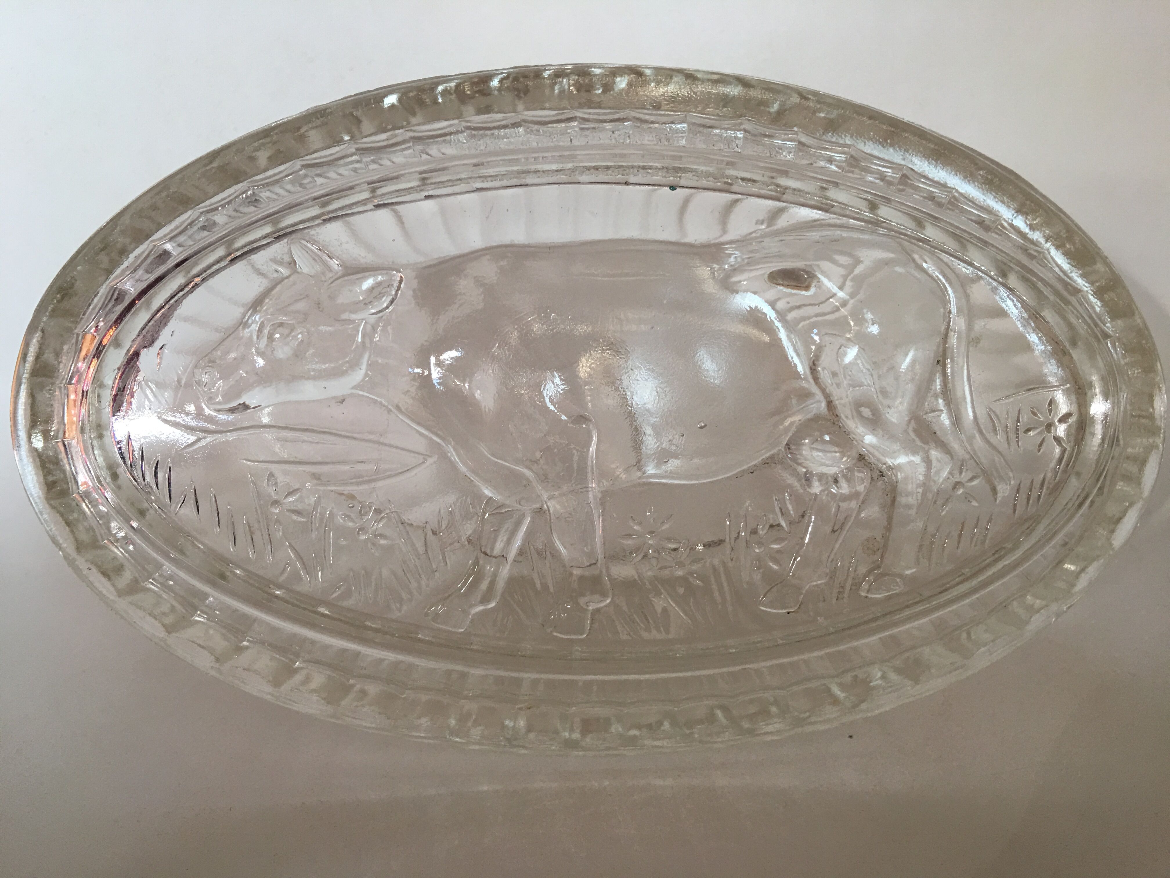 Butter glass cow motif 1950/60