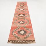 Vintage Pale Red Oriental Persian Runner Rug, 84x389Cm