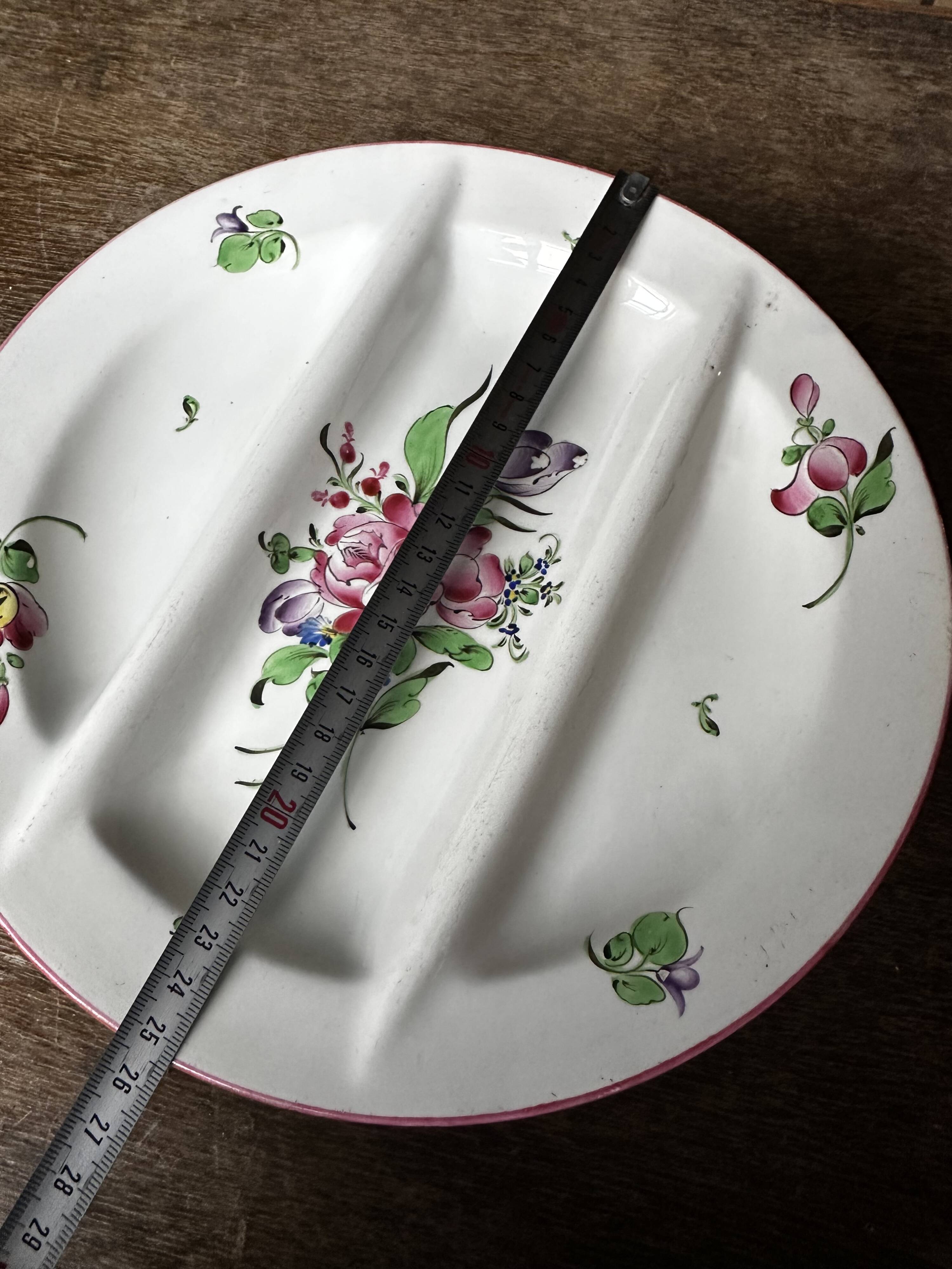 7 Asparagus Plates Late 19th Century Opaque Earthenware Luneville France